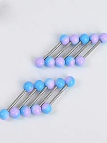 1 Stück Punk Acryl & Titan Stahl Doppelkopf Rund Ball Splice Farbe Zungenpiercing, Unisex Piercing Schmuck
