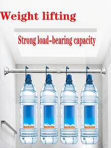 1pc Adjustable Stainless Steel Shower Curtain Rod, Home Use No Drill Curtain Rod, Tension Shower Curtain Rod, Retractable Metal Rod For Drying Clothes, Curtain Hanging, No Drilling Installation, Suitable For Bedroom, Bathroom, Balcony In Multiple Sizes