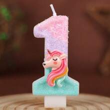创意畅销 0-9 数字和字母生日蜡烛，手工制作的 DIY 生日蛋糕节日主题派对装饰蜡烛，三色彩虹独角兽闪光彩色绘画高端婚礼派对梦幻生日蛋糕数字蜡烛，庆祝周年派对装饰蜡烛，男女通用 - 彩虹色獨角獸 - 查看 5