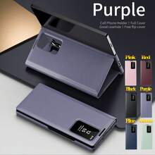 Hadaasi 1个多色奢华翻盖智能窗框设计手机壳,兼容三星Galaxy A55 A56 A16 S24 S25 S23 Ultra S25 Ultra/S25 Plus/S25/S25 Edge/S25 FE Z Fold 7/Z Fold 6/Z Fold 5/Z Fold 4/Z Fold 3,带卡槽,可插入卡片、下载应用、无需翻盖即可接听电话,全方位保护,防震。 - 彩色 - 查看 2