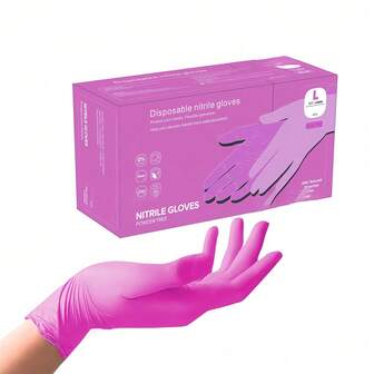 Nitrile Gloves, Pink Disposable Gloves, Suitable For S/M/L Size, Suitable For Household Cleaning, Painting, Pet Bathing And Other Purposes, Non-Medical Gloves