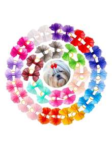 5/10/20/30pcs Cute Solid Color Bowknot Pet Supplies Fashion Pet Dog, Small Dog Accessories, Colorful Bowknot Pet Dog Hair Accessories, Random Style