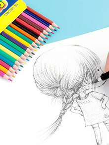 Bộ 12/18/24/36/48 bút chì màu gốc dầu, 12/18/24/36/48 màu dùng để vẽ và tô màu - Nhiều màu - Xem 8