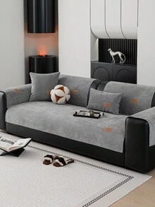 1 szt. Jednokolorowy, wodoodporny pokrowiec na sofę, skórzana etykieta, antypoślizgowy spód, przyjazny dla zwierząt, nie gubiący sierści, odpowiedni do sypialni, salonu, biura, wystroju wnętrz, pasuje do sof jednoosobowych, dwuosobowych, trzyosobowych, czteroosobowych i modułowych