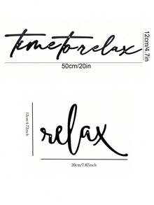 HELLOYOUNG 3-częściowy czarny metalowy znak "Czas na relaks" – nowoczesna dekoracja ścienna do łazienki, odpowiedni do nowoczesnego wystroju domu, dekoracji wnętrz, wystroju pokoju, wystroju sypialni, wystroju łazienki, wodoodporny, odporny na rdzę i trwały, dekoracja ścienna, prezent urodzinowy, do kuchni