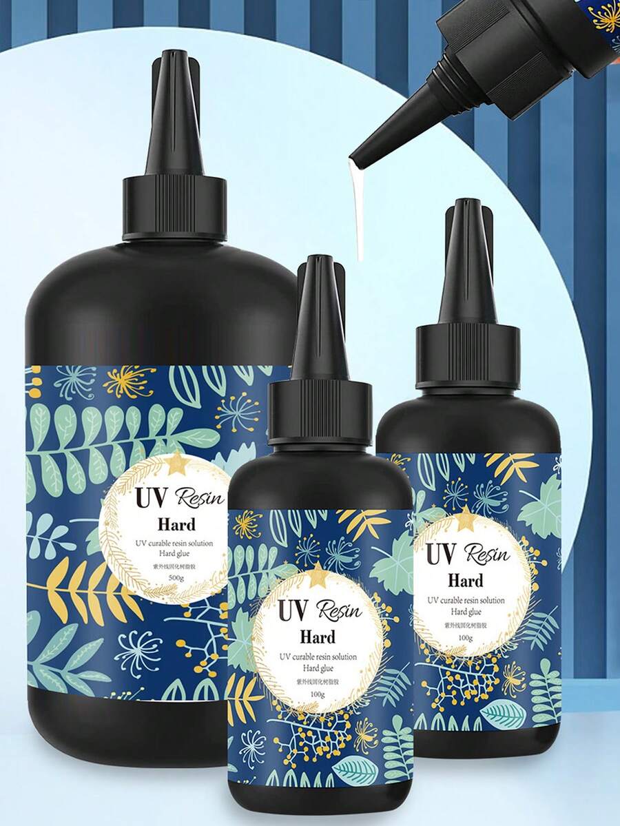 1 قطعة راتنج إيبوكسي فوق بنفسجي صلب 100/200/500 جرام، نوع صلب شفاف بلوري لصناعة المجوهرات والحرف اليدوية - راتنج الأشعة فوق البنفسجية - مشاهدة 1