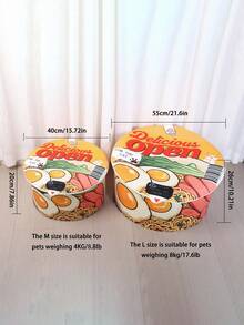 1 Stück vintage Katzen Bett Haus, Design einer Instantnudelverpackung, warmes atmungsaktives Katzen & Hunde Kennel Bett mit Kissen Halter, gemütliches Nest für Haustiere