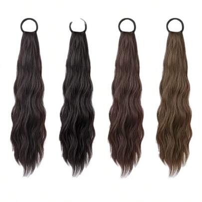 LYSW Lazy Sweet Curly Long Hair Ponytail Wig With Elastic Band, Natural Side Ponytail Wig With Tie, HA2838 ,Hair Rope