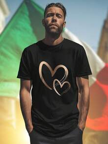 Double Heart Moda Uomo T Shirt Elegante Casual Maglietta  Maniche Corte Comoda Estiva Idea Regalo Fashion Stile Giovane Offerta Imperdibile