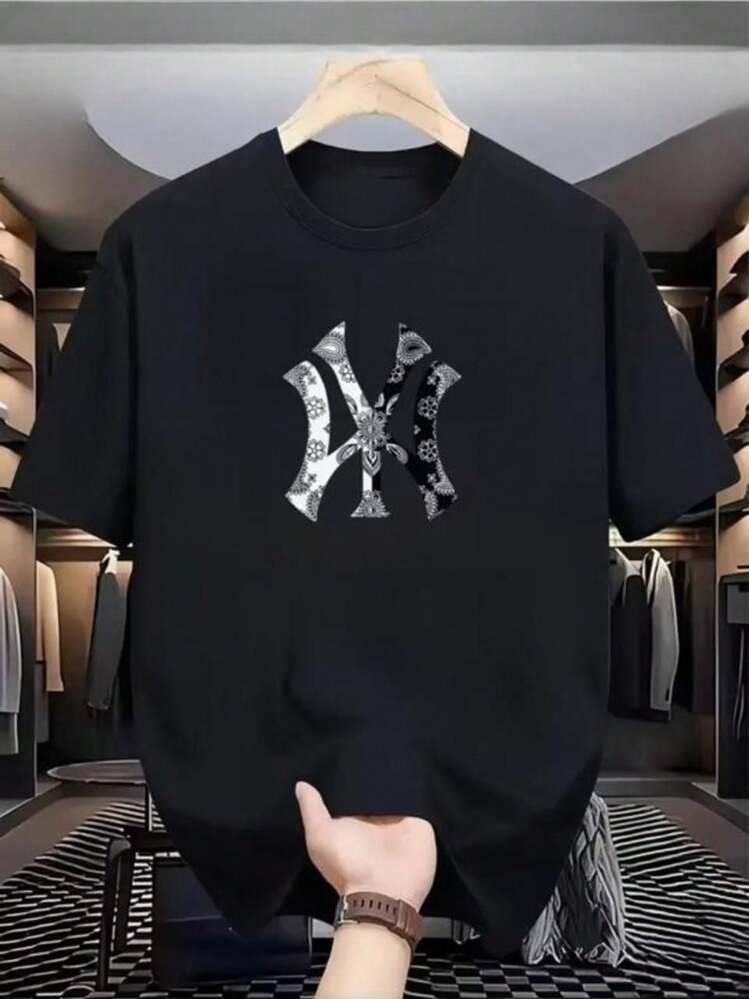 Camiseta Masculina Wy Flor Design Importada Malha Premium Camisa 100% Algodao Envio Imediato - Preto - Visão 1