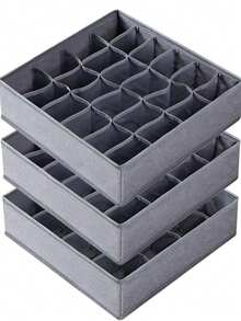 4 Stück 6/7/8/24 Fach Unterwäsche Aufbewahrungsbox, Schubladenartiger Mesh Faltbarer Aufbewahrungskasten, Haushalt Fach BH Socken Krawatte Organizer Box, Schrank Aufbewahrungsorganisation - Grau - Übersicht 3