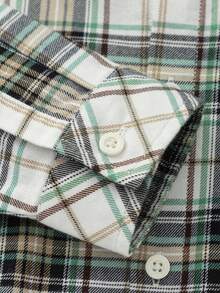 Balabala Children's Long Sleeve Shirt, 2025 Autumn New Plaid Button-Up Shirt - Green Coffee Color - View 7