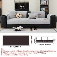 1 szt. Jednokolorowy, wodoodporny pokrowiec na sofę, skórzana etykieta, antypoślizgowy spód, przyjazny dla zwierząt, nie gubiący sierści, odpowiedni do sypialni, salonu, biura, wystroju wnętrz, pasuje do sof jednoosobowych, dwuosobowych, trzyosobowych, czteroosobowych i modułowych