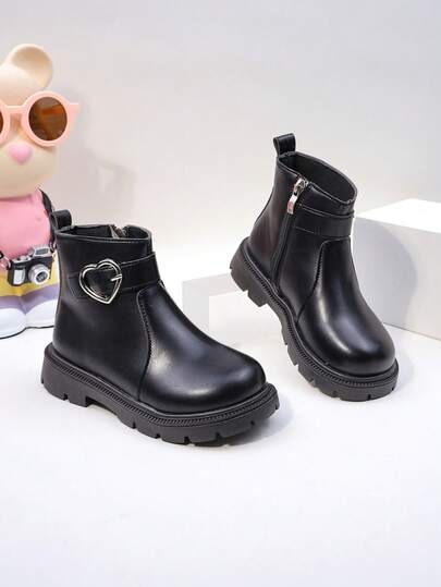 秋冬ファッション子供ブーツ、サイドジッパー付き男の子ブラックアンクルブーツ、ショッピング、バカンス、パーティーに適しています