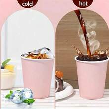 100pcs Pink Paper Cups With Gradient Design - Disposable, Reusable For Parties, DIY, And Holiday Celebrations, Perfect For Coffee, Drinks, And More, Holiday Party Supplies | Gradient Design Cups | Durable Paper Cups, Coffee Travel Mug