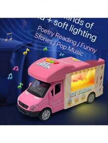Ice Cream Truck Alloy Die-Cast Car Toy, Kids Pretend Play Food Vehicle, Simulation Popsicle, Pizza, Hamburger Car
