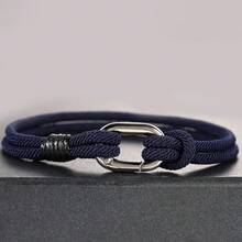 3mm Handmade Knotted Rope Bracelet For Men, Outdoor Sports Fashion Casual Accessory - 3mm Silver Buckle Bracelet - View 7