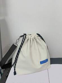 TIANDINGYU Women's Crossbody Bag, Fabric Drawstring Bucket Bag, Casual Street Style Shoulder Bag, Shopping Tote Bag, Large Capacity Japanese Style Bucket Bag, Minimalist Fashion Canvas Bag, Work Commuter Bag