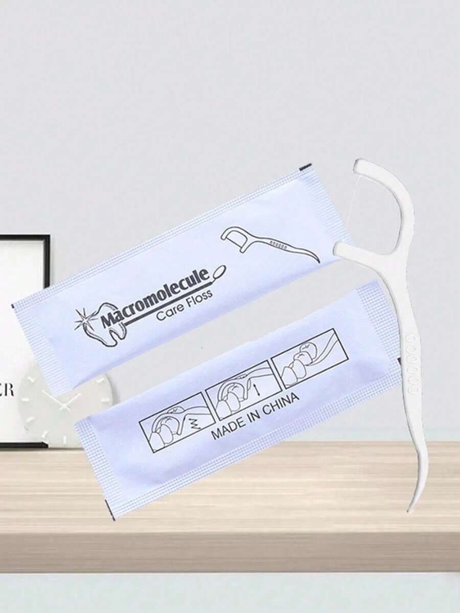 50 支独立包装牙线棒，纸质包装牙线 - 白色 - 查看 1