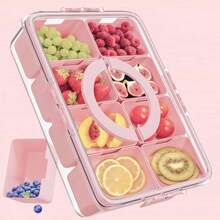 8-Compartment Snackle Box Container With Lid & Handle – Food-Safe PP Plastic Portable Snack Organizer For Charcuterie, Grid Storage Box, Large Capacity Refrigerator Fresh-Keeping Box, Portable Fruit Storage Box, Drain Box, Kitchen Seasoning Box, For Fruits, Nuts, Travel, Office & Picnics, Back To School, School Supplies, School Supplies 1PC