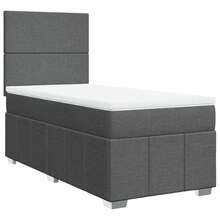 vidaXL Boxspringbett mit Matratze Dunkelgrau 80x200 cm Stoff - Grau - Übersicht 2