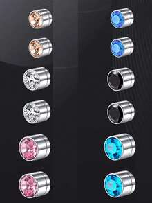 12Pcs Fake Nose Stud Fake Nose Ring Stud Fake Nose Piercing Fake Lip Ring Fake Earrings Stud Silver Gold Fake Cartilage Helix Earring Clip On Earring Hoop Fake Eyebrow Ring Fake Bridge Piercing - Multicolor - View 13