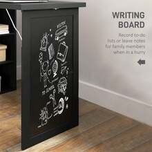 HOMCOM Wall Mounted Computer Desk, Folding Study Table With Black Board And Bookshelf, Multifunctional Floating Writing Desk For Home Office, Black - Black - View 6