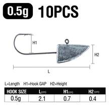 10PCS 0.5g-10g Jig Heads Fishing Hooks High Carbon Steel Sharp Barb Hooks Fishing Jig Lead Head Fishhook Fishing Tackle Worm Jig Hook - Silver - View 14