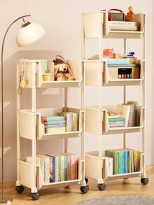 Prateleira de canto portátil, estante móvel, prateleira com rodinhas de vários níveis, estante móvel para brinquedos e livros, organizador familiar para artigos de papelaria, ideal para banheiro, sala de estar, quarto e outros cantos, embaixo da mesa e em outras superfícies, uma solução prática para armazenamento e organização. - Multicolorido - Ver 2