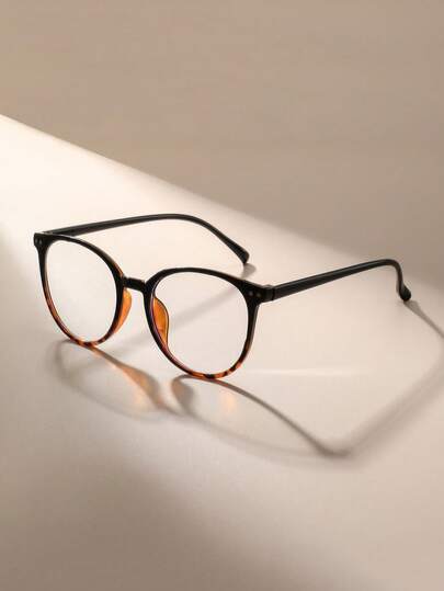 1 Pair Women's Full Frame Square & Round Shape PC Lens Minimalist Schoolgirl Style Makeup-Free Optical Glasses, Suitable For School, Commute And Everyday Wear