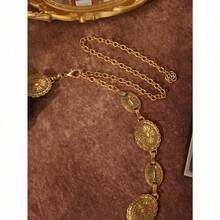 1pc Ladies' Bohemian & Western Style Carved Flower & Geometric Pattern Vintage Waist Chain, Casual And Fashionable, Gold Color Boho Summer, School - 金色 - 查看 3