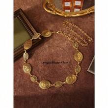1pc Ladies' Bohemian & Western Style Carved Flower & Geometric Pattern Vintage Waist Chain, Casual And Fashionable, Gold Color Boho Summer, School - 金色 - 查看 5