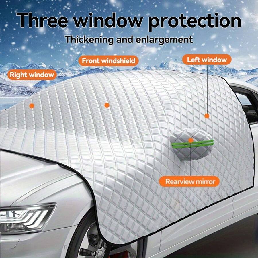 Car Windshield Snow Cover Protection For Snow, Ice, UV, Frost Wiper & Mirror Protector, Windproof Sunshade Cover For Cars, Compact SUV Sunshade Cover For Cars Windshield