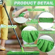 12-Piece Green Dust Removal Mop Cloth- Dry And Wet Dual Use,Can Be Washed And Replaced, Suitable For Living Room And Kitchen Cleaning - Green - View 6