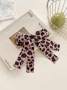 1 Stück Boho Chic Leoparden-Muster Haarclip mit Schleife, geeignet für Party und Alltag, Haarklammer, Haarspange, Haarclips, Haarspange, Herbstmode