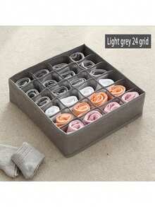 4 Stück 6/7/8/24 Fach Unterwäsche Aufbewahrungsbox, Schubladenartiger Mesh Faltbarer Aufbewahrungskasten, Haushalt Fach BH Socken Krawatte Organizer Box, Schrank Aufbewahrungsorganisation - Grau - Übersicht 6