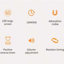 1pc 3*AAA Battery Powered Timer, Precise Seconds/Minutes Rotation Timer, Forward/Backward Adjustable, Angle Adjustable Stand/Magnetic For Fridge, Super Quiet Digital Display Multi-Function Timer, 3 Volume Levels