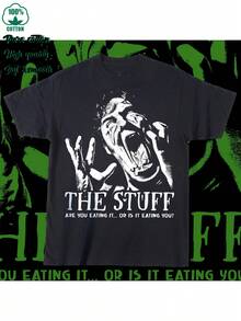 Camiseta The Stuff 1985ie, camiseta de terror de Larry Cohen, nueva camiseta de algodón 230g 2025, textura cómoda - Negro - Ver 1