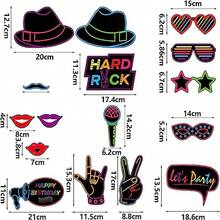 16 piezas Varitas luminosas de neón para photocall, accesorios fluorescentes de neón que brillan en la oscuridad para decoración de fiestas, cumpleaños, discoteca, fiesta con luz negra