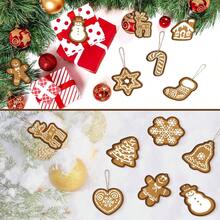 12pcs/24pcs/36pcs Rustic Christmas Tree Ornaments, Wooden Christmas Decorations, Gingerbread Star Snowflake Heart Boy Girl Bell Christmas Tree Snowman Stocking Deer Candy Cane House Decor For Christmas Tree, Winter Decoration, Home Decor, Can Be Hung On Wall, Door, Christmas Tree, Shelf, Fireplace Or Window To Decorate Your Living Room, Bedroom, Party And Enhance The Holiday Atmosphere!
