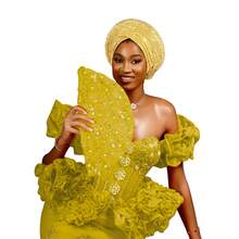 1 件非洲传统帽子、南美穆斯林库菲帽、头巾、亮片分层头饰 - 彩色 - 查看 19