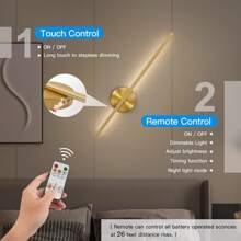 1 قطعة إضاءة حائط LED أسود/ذهبي بريموت كنترول وبطارية، قابلة للتعتيم، لمبة حائط لاسلكية، مناسبة للغرفة المعيشية والنوم والممرات والفنادق وديكور المنزل