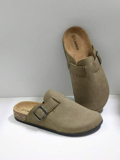 Sandalias slip-on casuales para hombres, pantuflas de madera suave para la playa, zuecos tipo mula de verano unisex, sandalias deslizantes transpirables para oficina y exteriores