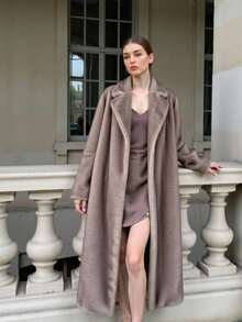 New Women Long Faux Fur Teddy Fleece Winter Coat, Fashionable And Versatile