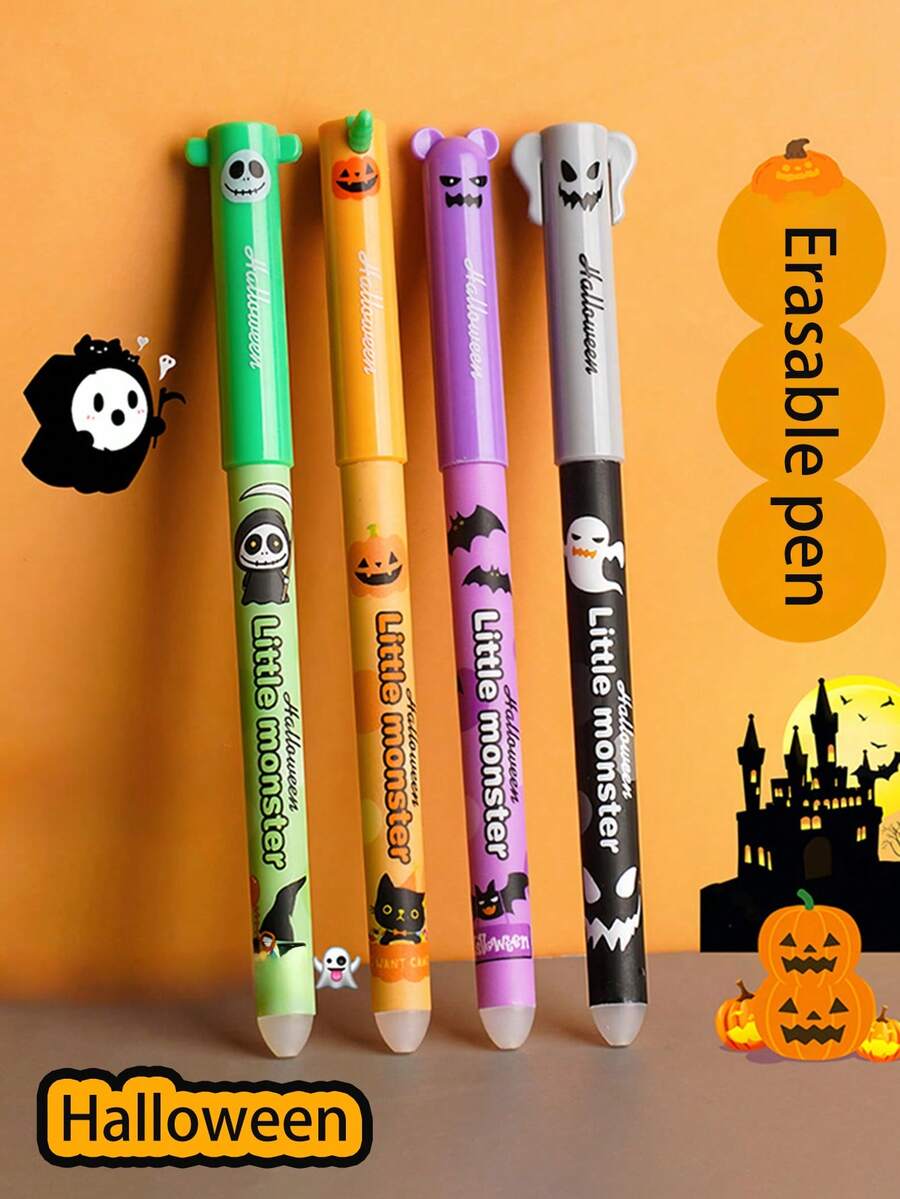 4/8 pezzi Penne gel edizione limitata di Ognissanti, penne a sfera colorate e cancellabili di alta qualità adatte per bambini, ideali per la scrittura scolastica e gli esami, penne a sfera colorate adatte per feste