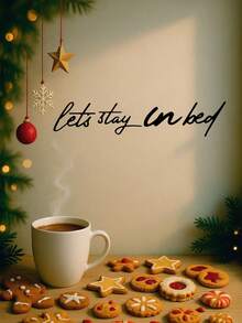 4 metalowe tabliczki ścienne "Let's Stay In Bed", rustykalna dekoracja z żelaza do domu, idealny prezent na parapetówkę