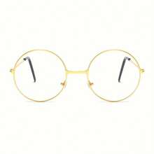 Gold Rim Round Clear Lens Glasses - Minimalist Style, Durable Metal Frame, Lightweight And Comfortable For Everyday Wear - 金黃 - 查看 2