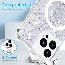 Transparent Sparkly Case Compatible With IPhone Series Clear Case, Hard Back Cover Soft Bumper, Shockproof Slim Bling Clear Case Compatible With IPhone Series,Compatible With IPhone 15Plus/15Pro Max/16Plus/16Pro Max Series,Back-To-School Supplies,Hallows' Day Christmas Gifts,Suitable For Women, Gifts For Family, Friends, Lovers