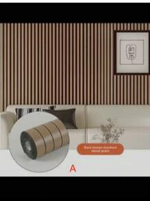 3D Self-Adhesive Wood Grain Wall Sticker, Vertical Groove Wall Panels, Easy To Install, Peel And Stick, Suitable For TV Backdrop, Living Room, Bedroom, Office, Ceiling, Wall Decor Wallpaper, 118.1in*15.75in - Multicolor - View 4