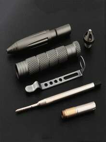 1 Penna tattica militare con 1 ricarica nera e vetro infrangibile, adatta per uomini, padri, mariti e le loro tattiche di sopravvivenza multifunzionali